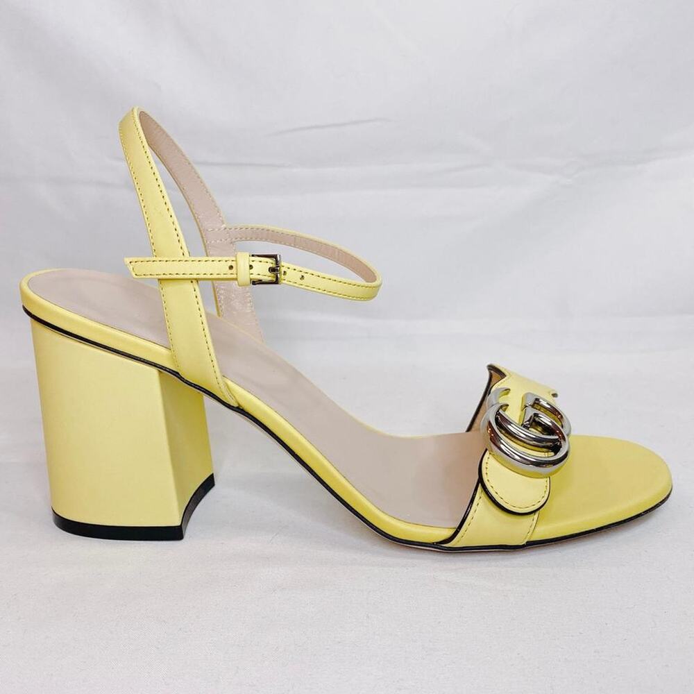 GUCCI Marmont 75 GG logo leather chunky heels sandals - Picture 3 of 8